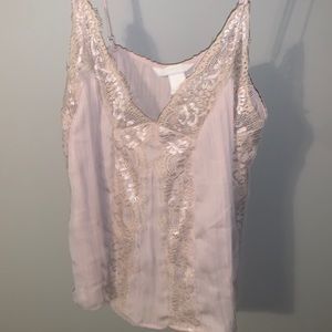h&m pale pink lace tank sz medium!